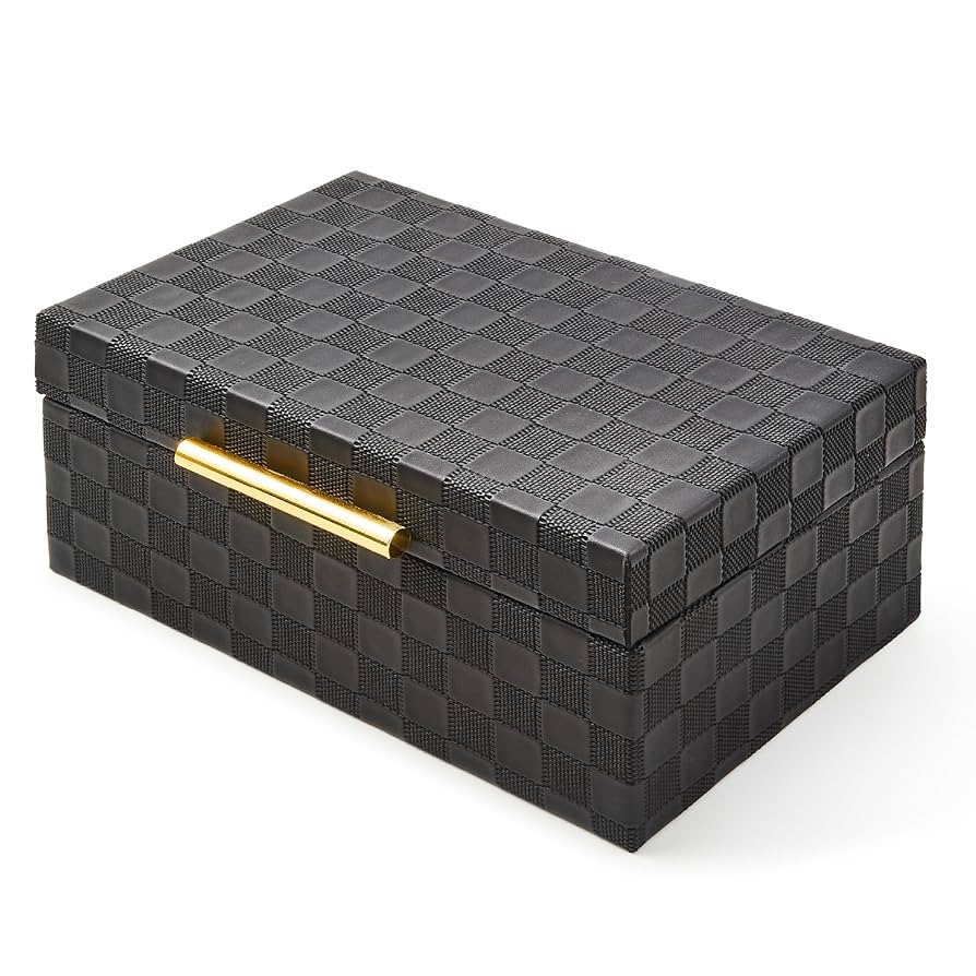 Amazon.com: MACKENZIE-CHILDS Black Faux-Leather Box, Jewelry
